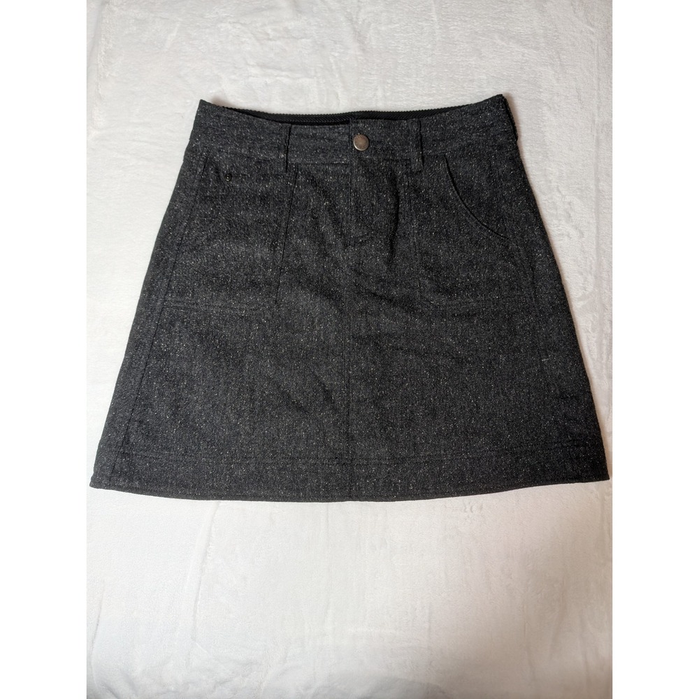 Woolrich Wool Silk Blend A-Line Skirt Size 6 Charcoal Speckled Preppy